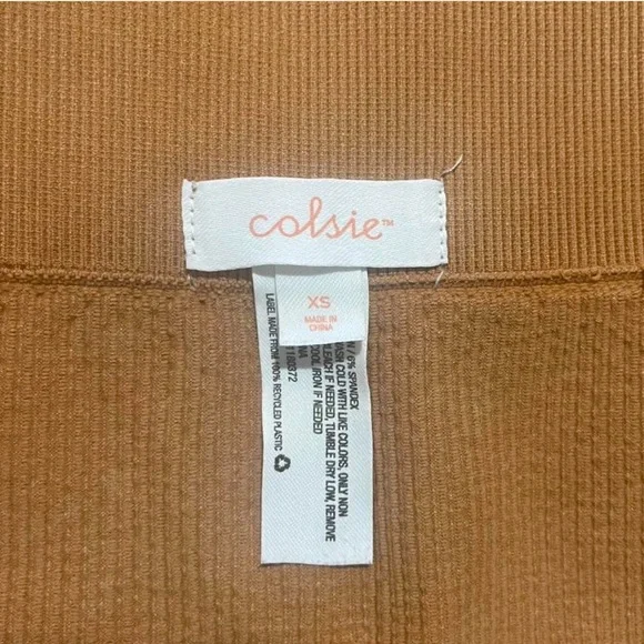 🔶 Colsie Ribbed Biker Shorts~Women’s X-S~Tannish Orange Color~High-Rise - Picture 5 of 6
